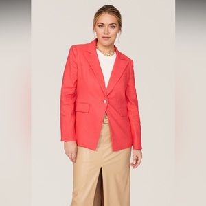 Veronica Beard Sedgwick Dickey Jacket in Coral Red, Linen Blend Summer Size 4